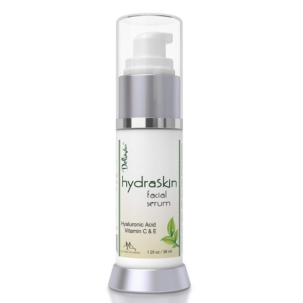 Deluvia Vitamin C Serum for Face Suero facial de ácido hialurónico Suero hidratante con vitamina E hidratante y aloe vera orgánico para pieles sensibles y secas