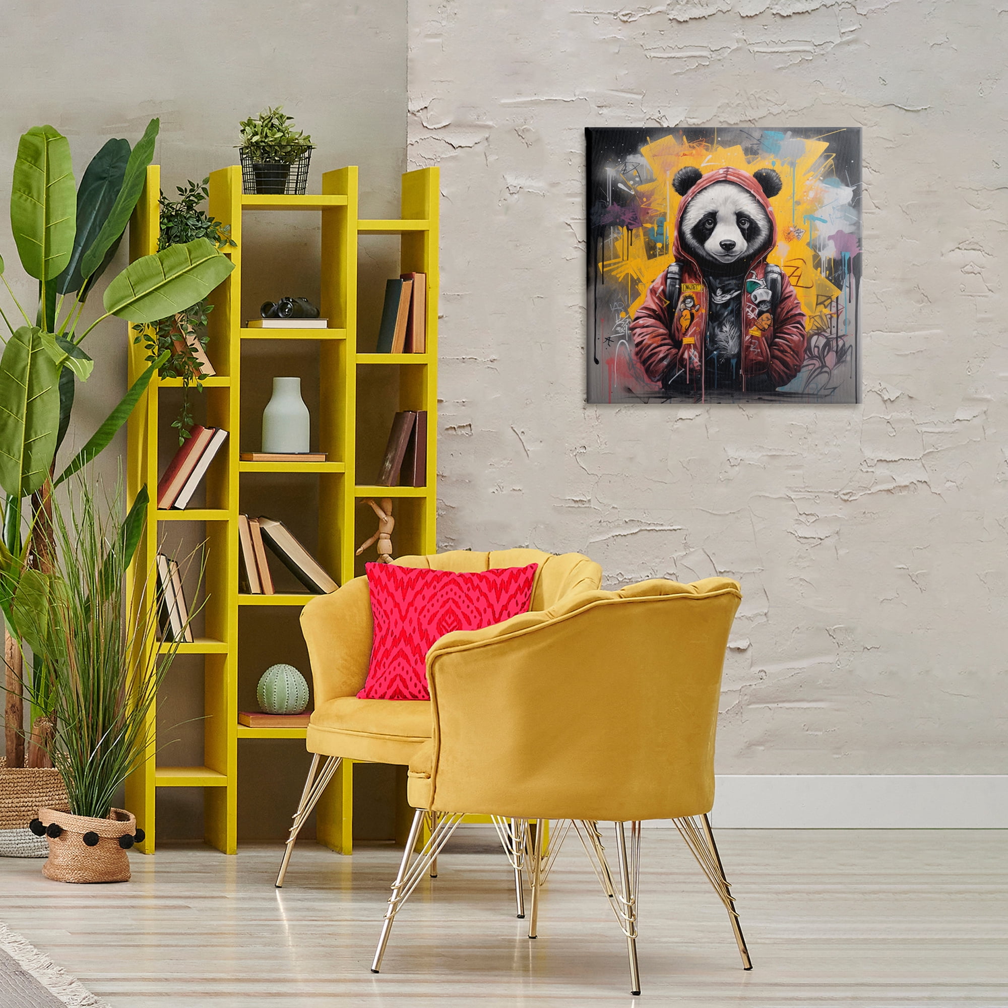 Stupell Industries Urban Graffiti Panda Bear Animals & Insects Painting Gallery Wrapped Canvas Art Print Wall Art, 24 x 24