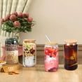 thumbnail image 4 of ALLJOY Glass Cups with Lids and Straws, Glasses Iced Coffee Cups, Glasses Tumbler Smoothie Cups, 16 oz Drinking Glasses Cup 4pcs Set, 4 of 7