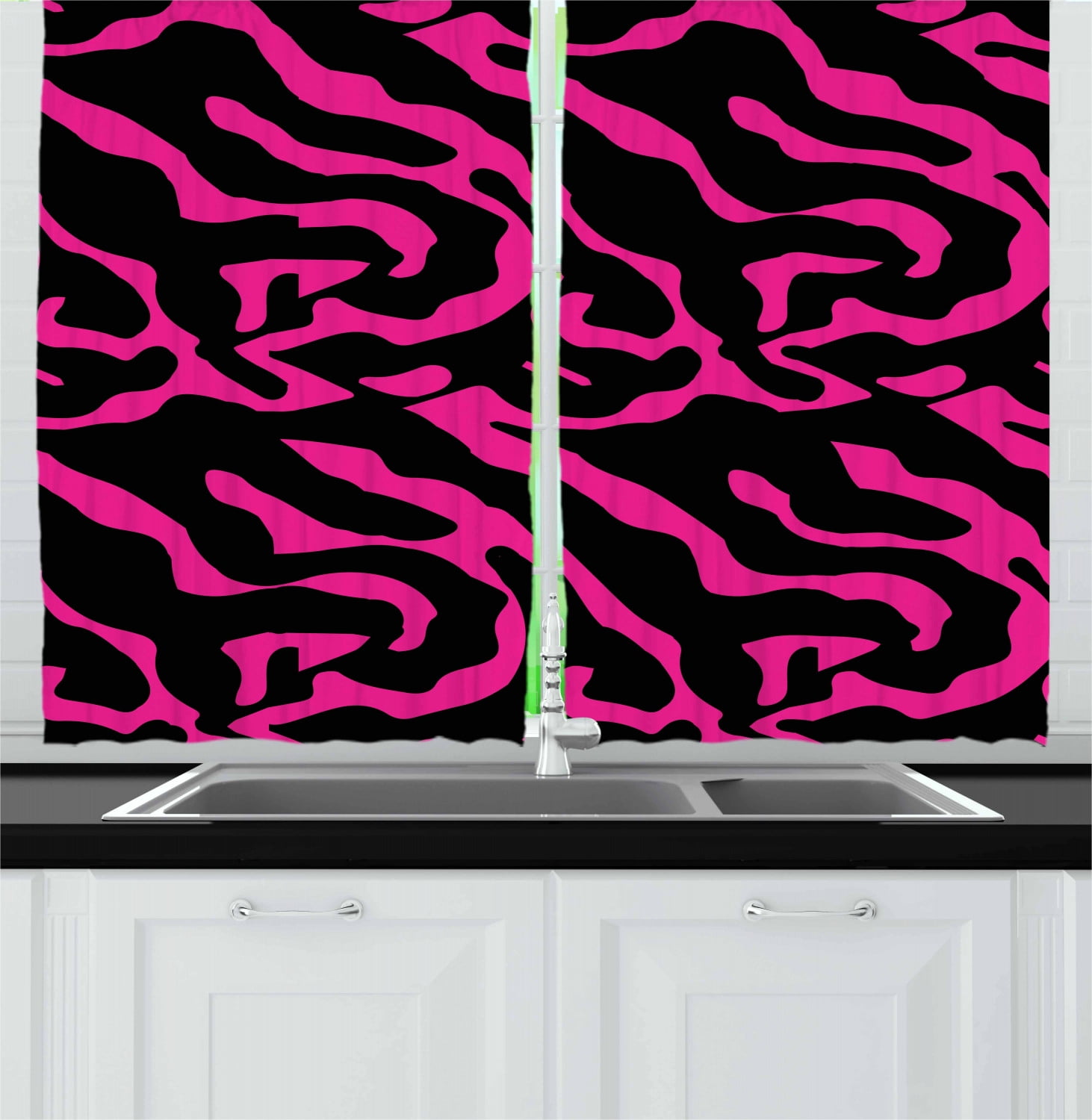 Pink Zebra Curtains 2 Panels Set, Fashion Zebra Stripes Exotic Safari