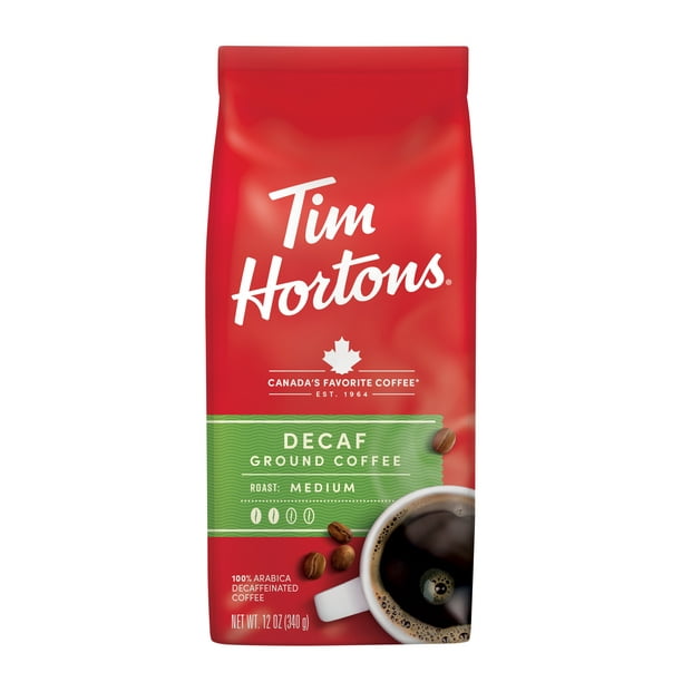 Tim Hortons Ground Decaf Coffee Medium Roast Decaffeinated Coffee 12 Oz Bag Walmart Com Walmart Com