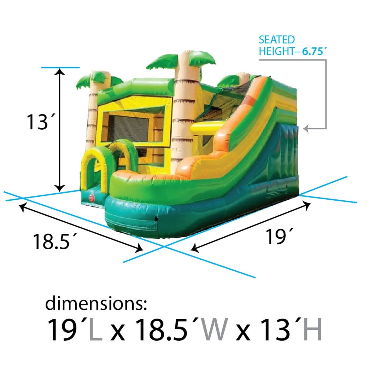 TentandTable Modular Inflatable Water Slide Bounce House Combo with Blower, Tropical