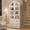 White Glass Door, variant on 72" Tall Arched Kitchen Pantry Cabinet – Farmhouse Wooden Storage Cabinet with 2 Drawers & Wood Doors – Freestanding Buffet Sideboard for Dining/Living Room – Rustic Gray, Wooden Door, Grey