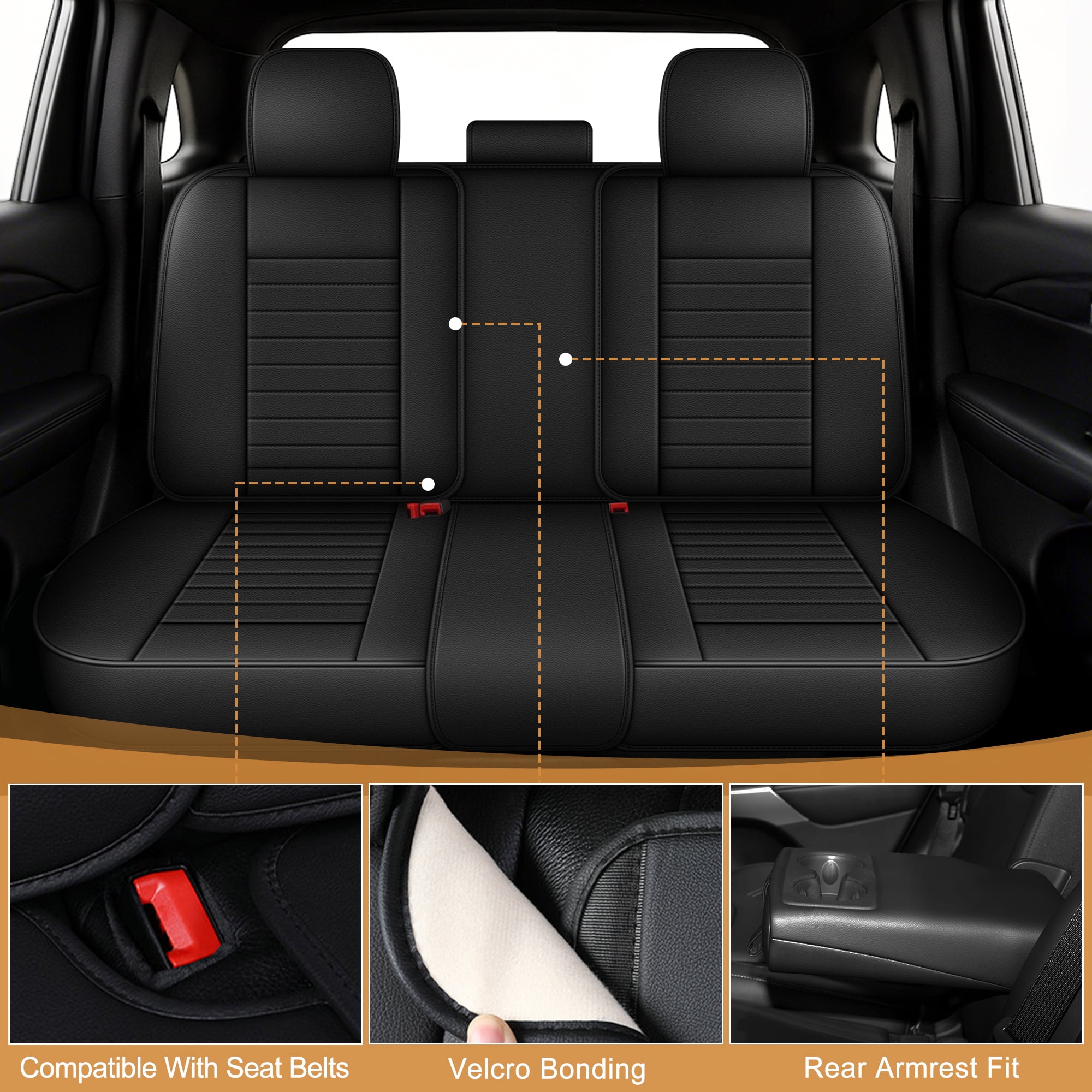 HQBQBUG Seat Covers Full Set for Toyota RAV4(Not for Hybrid) 2013-2025 Comfort Waterproof Leather Car Seat Covers Cushion Compatible Airbag(Grey,5 Seats)