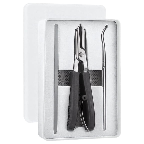 3 Pcs Professional Nail Care Kit, Including Angled Cutter Nail Clipper, Nano Glass Nail File, Cuticle Pusher, Stainless Steel, Non-Slip Grip, Gift Boxed