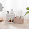 thumbnail image 3 of Desktop Storage Organizer Pencil Card Holder Box Container for Desk, Office Supplies, Vanity Table(White+Pink), 3 of 5