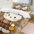 thumbnail image 1 of SQ15 Hello Kitty Ensemble de Lit Jumeau 3 Pcs - Comprend 1 Couette Simple et 2 Taies d'Oreiller Literie - Microfibre Résistante à la Décoloration HZ15(Simple135x200cm), 1 of 4