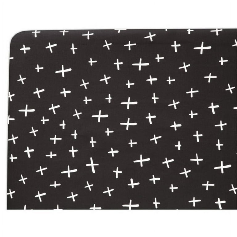 Babyletto Tuxedo Monochrome Cross Mini Crib Sheet in Black Walmart
