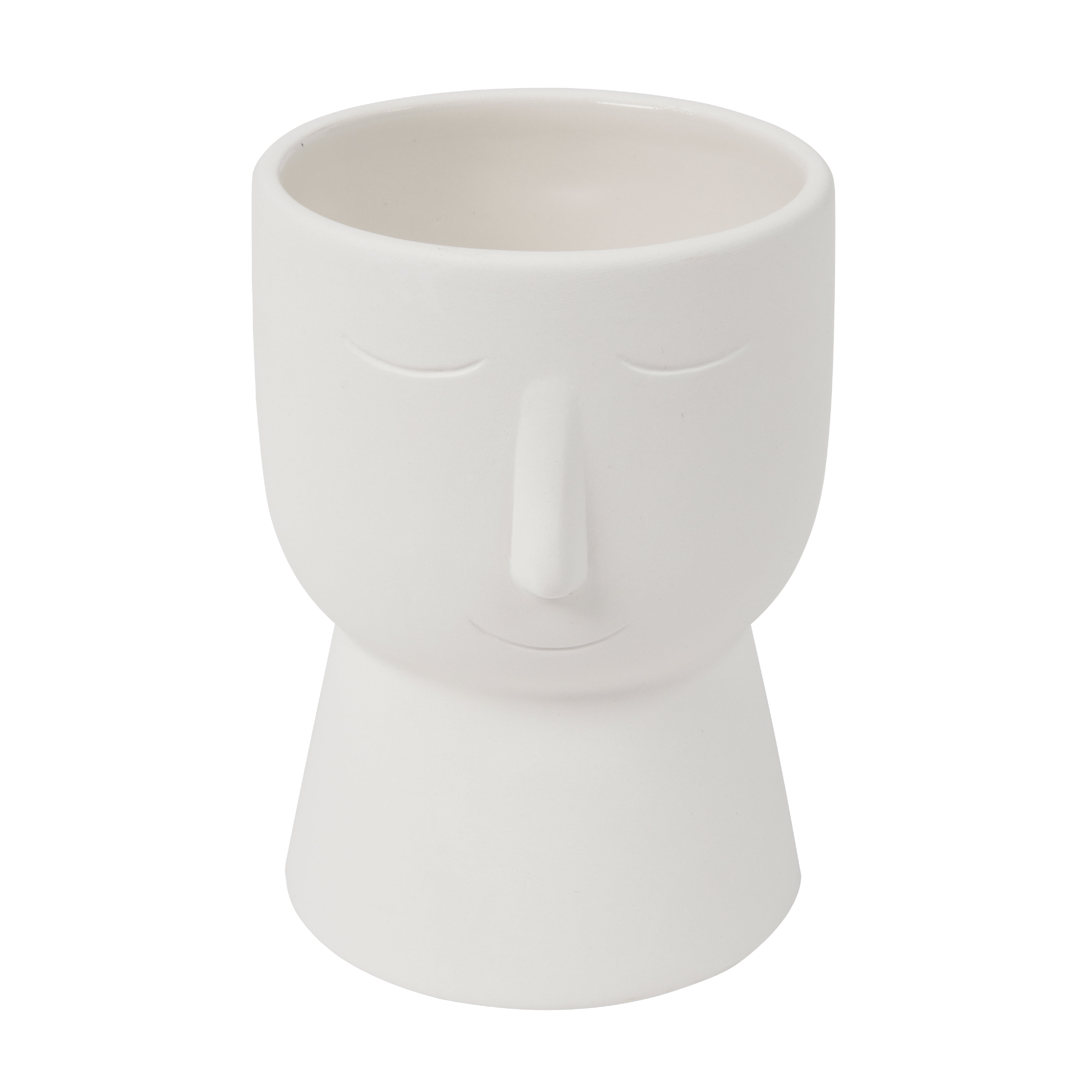 (2 pack) Hello Hobby Paintable Ceramic Face Planter, White Ceramic 3.86" x 4.92" High