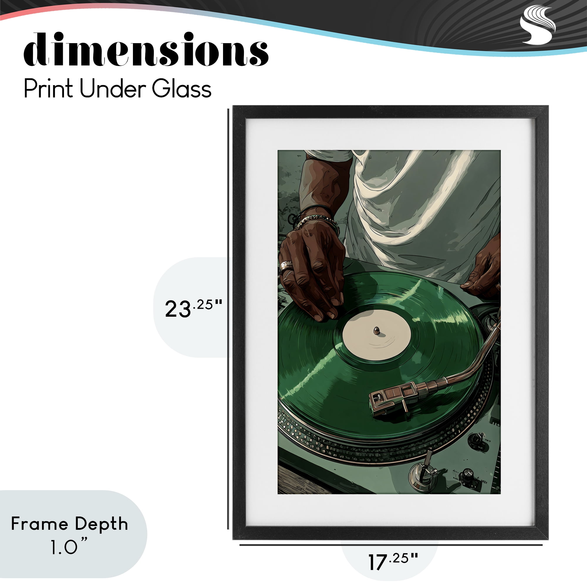 Stupell Industries DJ Spinning Green Record Black Framed Print Under Glass, design by Franklyn Gregory