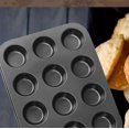 thumbnail image 2 of 1 juego de 2 moldes para muffins de silicona antiadherentes para 24 muffins, cupcakes, brownies, pasteles, pudines, muffins, negro, 2 of 5