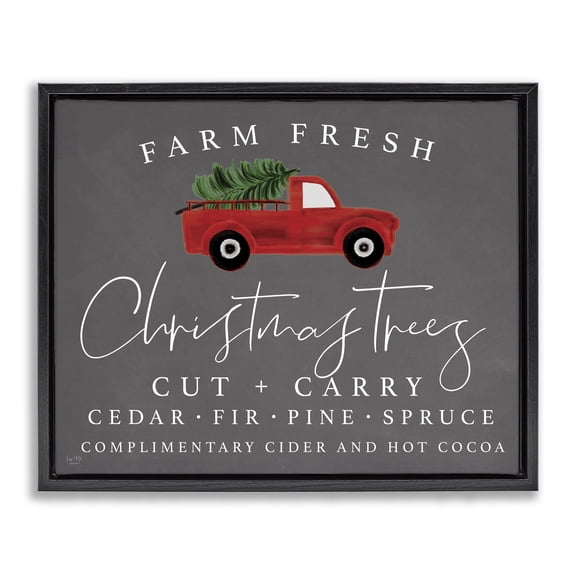 Stupell Industries Farm Fresh Trees over Grey Black Framed Floater Canvas Wall Art, design by Lux   Me Designs, 17 x 21