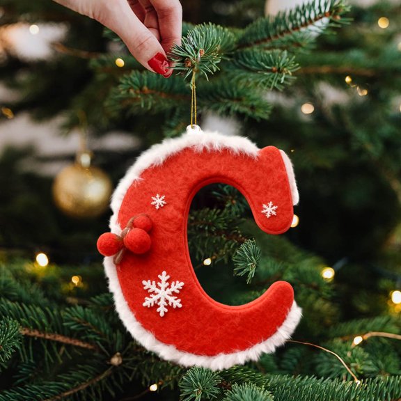 Sulaicai Personalized A-Z Letter Ornaments for Christmas Tree - Letter Personalized Christmas Indoor for Xmas Tree Ornaments Pendant Hanging Decorations, DIY Hanging Christmas Ornament (C)