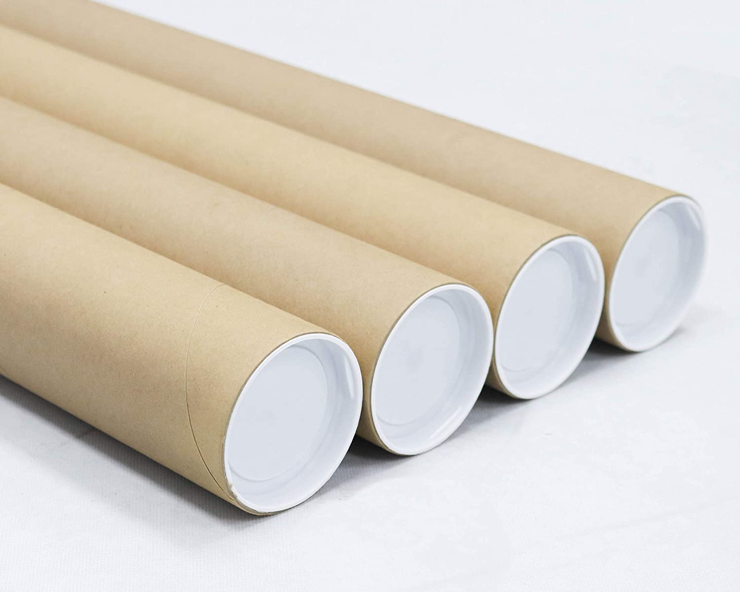 Tubeequeen Kraft Mailing Tubes with End Caps - Art Shipping Tubes 1.5-inch  D x 24-inch L, 4 Pack