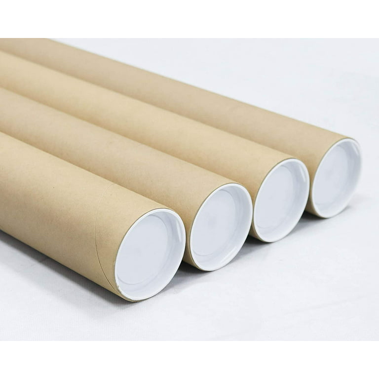 Tubeequeen Kraft Mailing Tubes with End Caps - Art Shipping Tubes 2-Inch D x 24-Inch L, 3 Pack, Brown