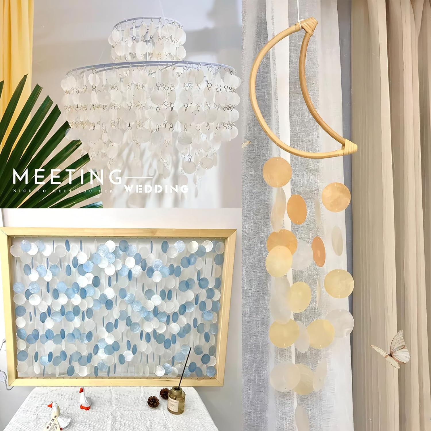 100PCS 2-in Round Shells Pieces with 2 Hole, Polished Round Shell Slice - Capiz Shells Pearl Coin Beads - Handmade Decorative Accessories for DIY(Orange)