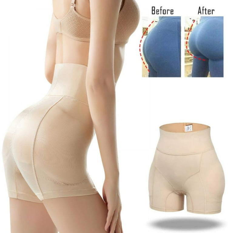 Women High Waist Invisible Hip Lift Enhancer Control Girdle Panties,Beige  2XL