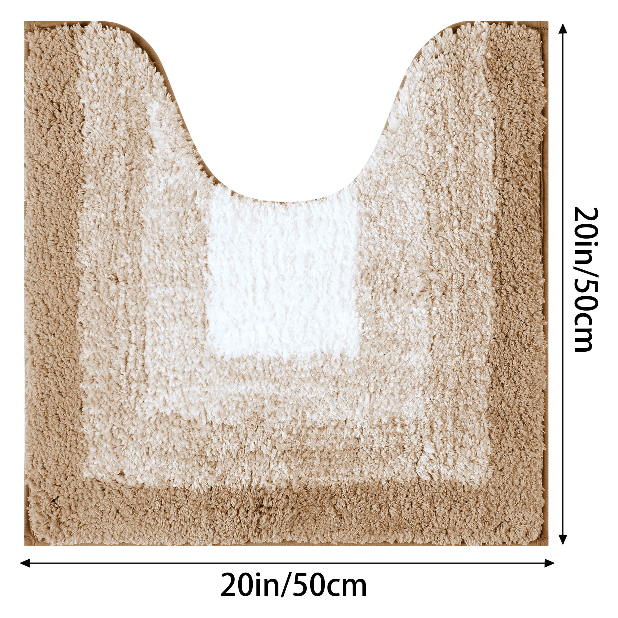 Unique Bargains Absorbent Bath Rug Non-Slip Plush Shaggy Bath Carpet Bath Mats Brown Geometry U-Shaped 20" x 20"