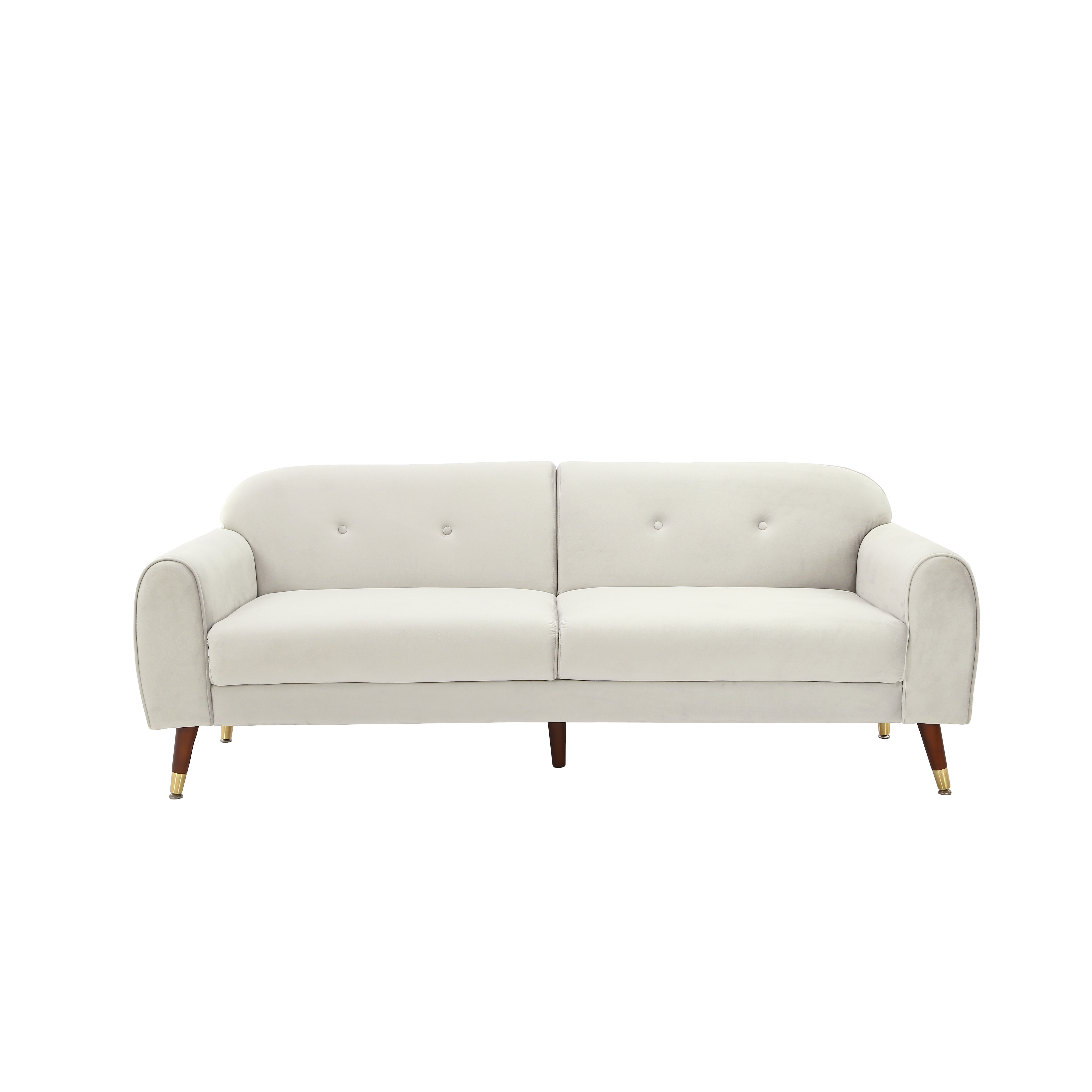 BSHTI 76 inch Modern Velvet Sofa Couch with Curved Back, Sofa Sleeper Button Tufting and Tapered Legs, Beige