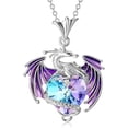 thumbnail image 4 of WINDLAND Heart Charm Clavicle Chain Fantasy Crystal Flying Dragon Necklace Jewelry, 4 of 13