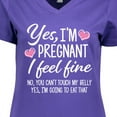 thumbnail image 4 of Inktastic Yes I'm Pregnant I Feel Fine No You Cant Touch My Belly Women's V-Neck T-Shirt, 4 of 5