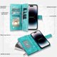 thumbnail image 5 of Funda de cuero con tapa cruzada para iPhone, 15, 14 Pro Max, 13, 12, 11, X, XS, XR, SE, 2022, 8, 7 Plus, funda larga con cordón y cremallera para tarjetas, 5 of 5