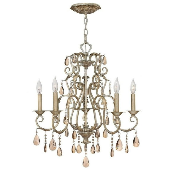 French Country Traditional Five Light Chandelier in Silver Leaf Finish Bailey Street Home 81-Bel-559608
