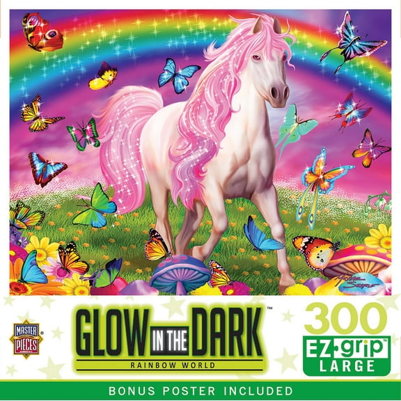 MasterPieces 300 Piece EZ Grip Glow in the Dark Jigsaw Puzzle - Rainbow World 18x24