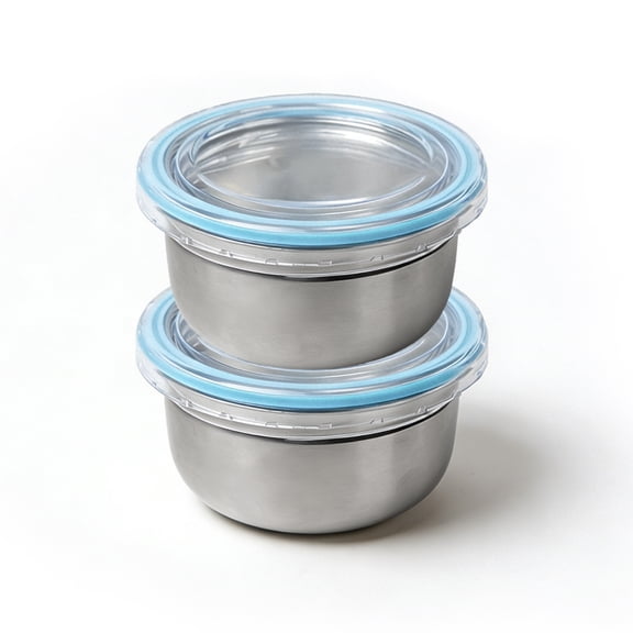 LISI Blue Stainless Steel Freezer Safe Snack Containers with Lids 2 Count