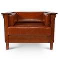 thumbnail image 4 of Crafters and Weavers Arts and Crafts Leather Panel Arm Chair in Russet Brown, 4 of 8