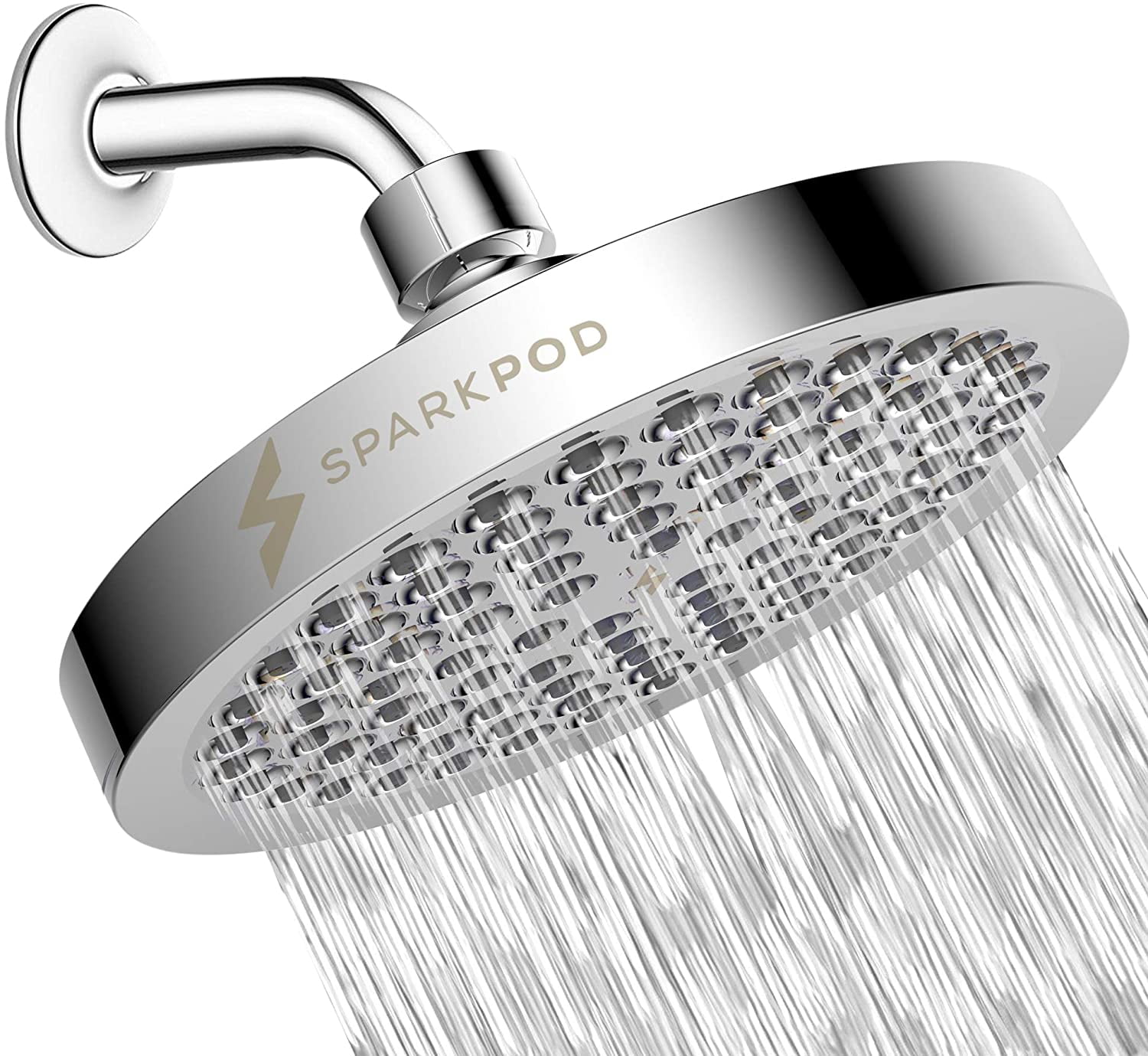 Luxury Modern Brushed Nickel Look High Pressure Rain SparkPod Shower Head 