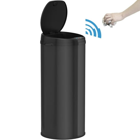 iTouchless - 13-Gal. Round Deodorizer Sensor Trash Can - Matte Black