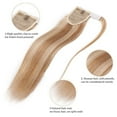 thumbnail image 3 of Benehair Ponytail Extension Human Hair Blonde Wrap Around Ponytail Remy Human Hair Ponytail Clip in Extensions One Piece Ash Blonde Highlighted With Bleach Blonde 16" 80G, 3 of 12