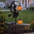 thumbnail image 5 of Solar Witch Garden Stake Light with Pumpkin LED Lanterns,Waterproof Metal Halloween Yard Decor for Outdoor Pathway Display Gift, 5 of 7