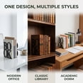 thumbnail image 4 of Unique Bargains Modern Geometric Metal Bookends for Office Black Style A 4.7"x4.7"x5.5", 4 of 5
