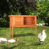 Pefilos 36" Outdoor Rabbit Hutch for Indoor Wood Guinea Pig Hutch 1 Layer Small Animal Bunny House Pet Cage, Orange