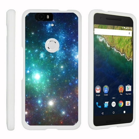 Huawei Google Nexus 6P, [SNAP SHELL][White] Hard White Plastic Case with Non Slip Matte Coating with Custom Designs - Colorful Galaxy