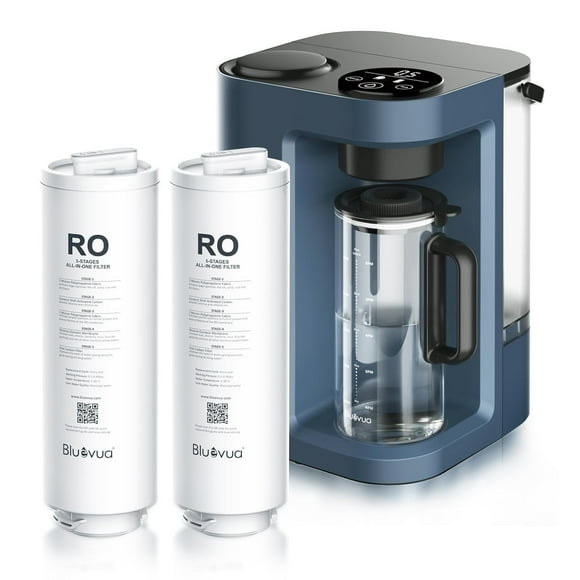 RO100ROPOT-LITE Countertop Reverse Osmosis Water Filter System, Blue, with One Extra Replacement Filter, Bundle