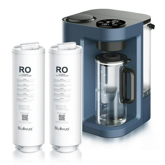 RO100ROPOT-LITE Countertop Reverse Osmosis Water Filter System, Blue, with One Extra Replacement Filter, Bundle