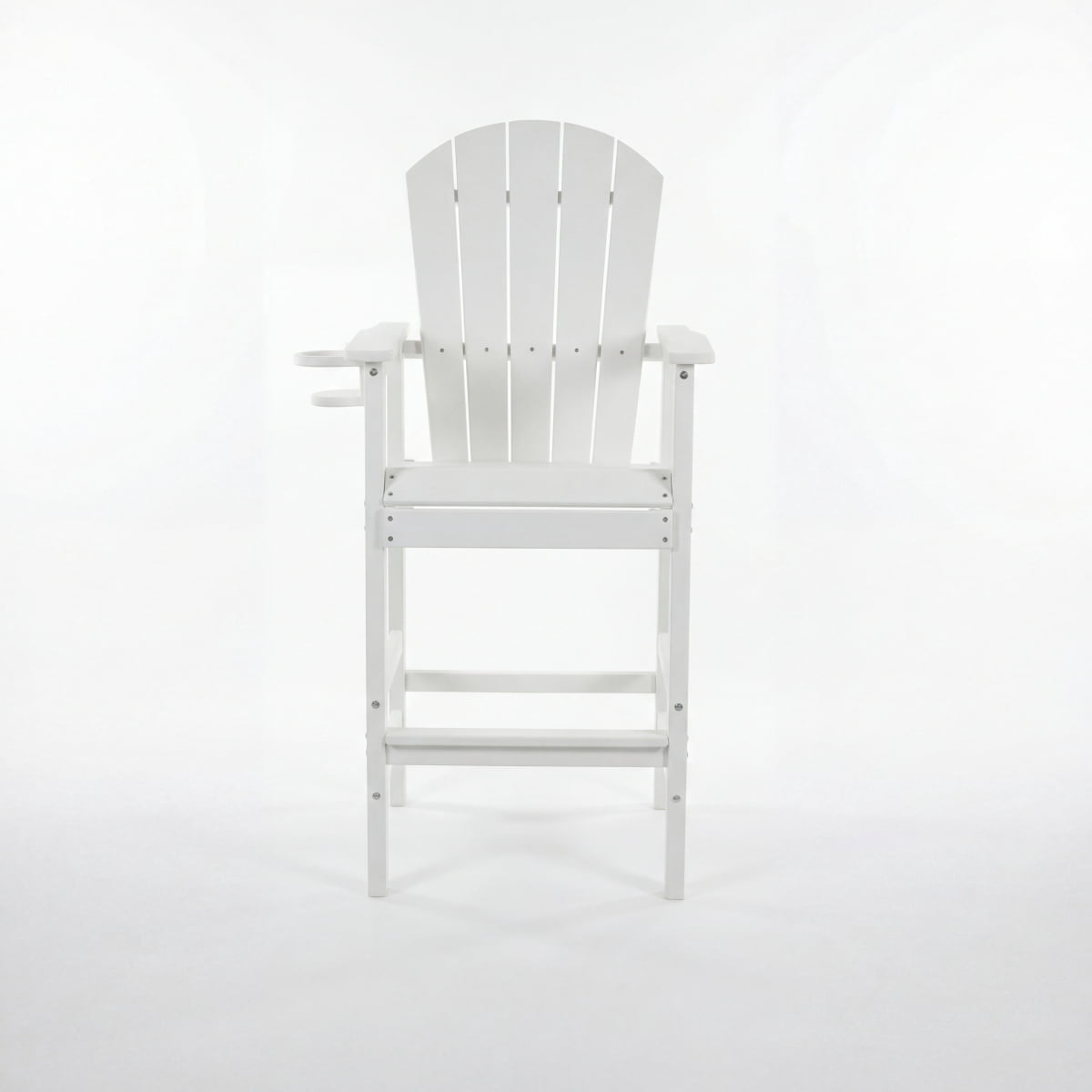 HDPE Bar Height Adirondack Chair All-Weather Outdoor Patio Chair with Cup Holder (White)
