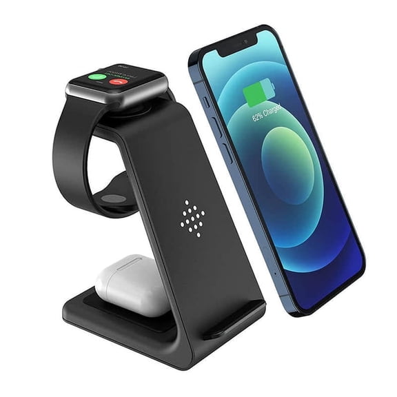 3 in 1 Wireless Charger,Qi-Certified Fast Charging Station Compatible Apple Watch Airpods Pro iPhone 13 12/11/11 pro/X/XS/XR/Xs Max/8,Wireless Charging Stand 3 in 1 Wireless Charger Dock Station