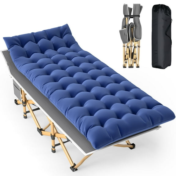 TBKLEY Folding Camping Cots for Adults, Heavy Duty Folding Bed with Carry Bag for Traveling Camp Office Use 75" x 28", Silver