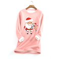 thumbnail image 2 of Fesfesfes Women Flannel Shirt Thick Fleece Printing Sweatshirt Winter Velvet Warm O-neck Underwear Top, 2 of 2