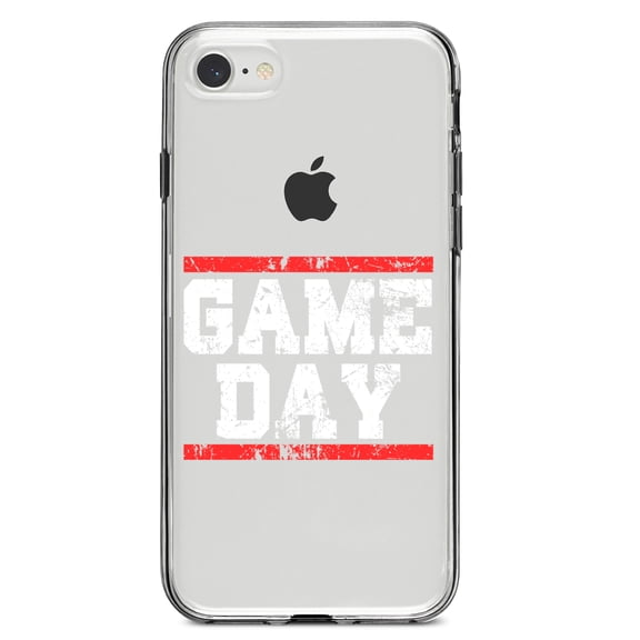DistinctInk Clear Shockproof Hybrid Case for iPhone 7 8 SE (2020 Model) 4.7" Screen TPU Bumper Acrylic Back Tempered Glass Screen Protector - Game Day