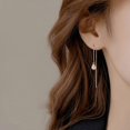 thumbnail image 2 of Solid 925 Sterling Silver CZ Droplet Chain Dangle Earrings for Women Teens Tassel Dangle Earrings Threader, 2 of 11