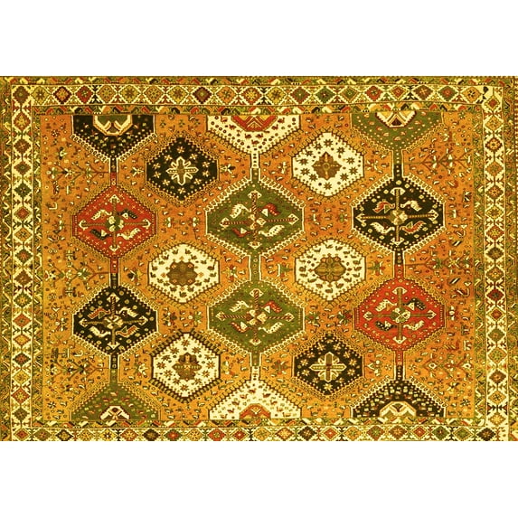 Ahgly Company Indoor Rectangle Persian Yellow Traditional Area Rugs, 3' x 5'