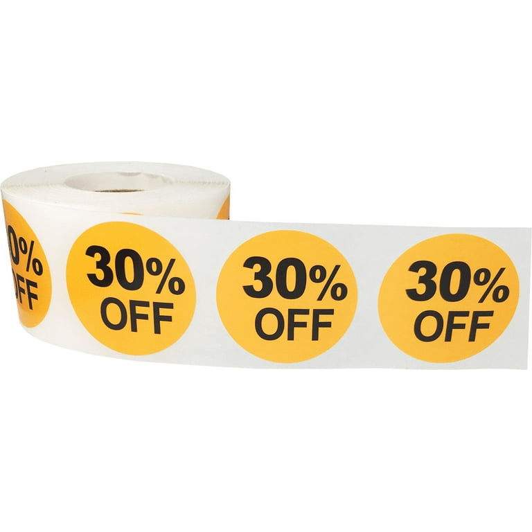 30% Percent Off Stickers for Retail 1.5 Inch 500 Adhesive Labels 