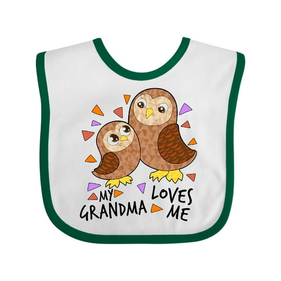 Inktastic My Grandma Loves Me Cute Owl Family Boys or Girls Baby Bib