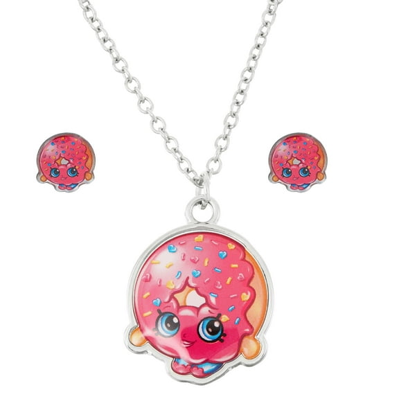 Silvertone D'lish Donut Necklace and Earrings Set