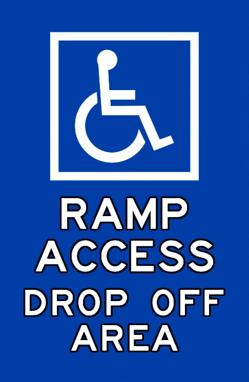 RAMP ACCESS REQUIRED WHEELCHAIR SELF ADHESIVE STICKERS SAFETY SIGNS 